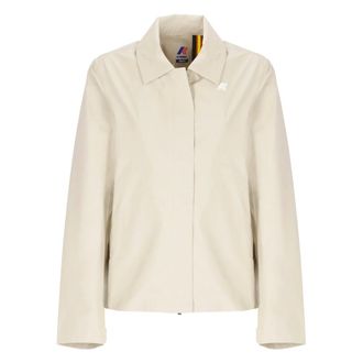 K-Way Beige Waterproof Jacket with Collar - female - K-Way - Rain Jackets - Beige - M - Jackets