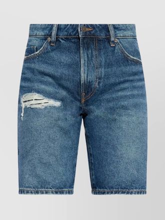 Diesel raw hem distressed five-pocket belt loops shorts