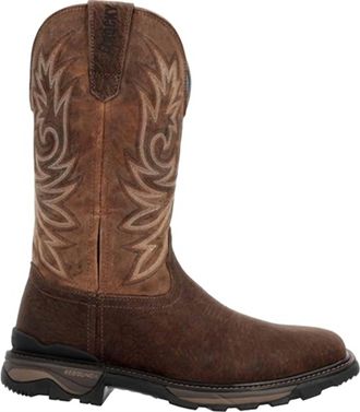 Rocky Mens Carbon Toe Pull On Work Boot In Dark Brown