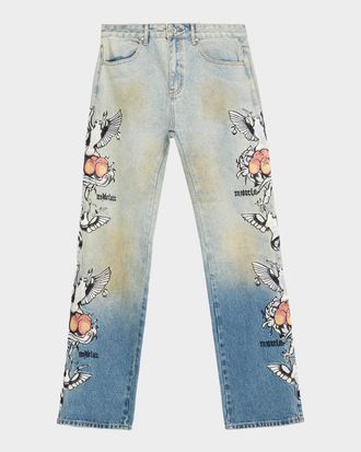 Who Decides War by Ev Bravado Mens Dove Embroidered Jeans