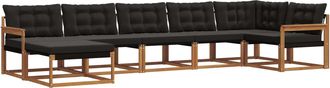 vidaXL Conjunto De Sof&aacute;s De Exterior 7 Uds. Natural Y Negro Vidaxl