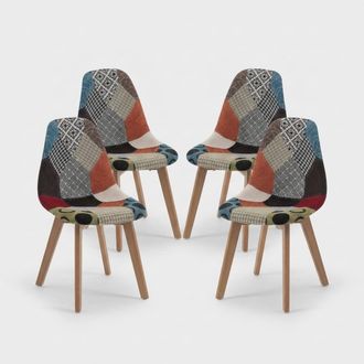 Aquadesign Set 4 Sedie Imbottite In Tessuto Patchwork Victoria