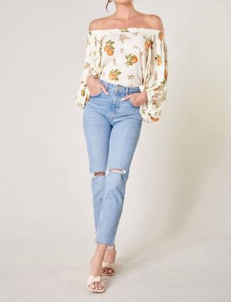 Sugarlips Blossom Off The Shoulder Top In Orange Print