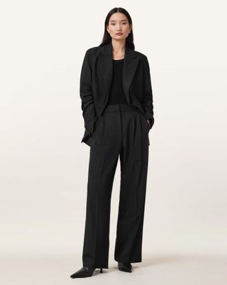 AllSaints Womens Polyester Pinnie Wide Leg Relaxed Fit Trousers, Size: UK 16/US 12