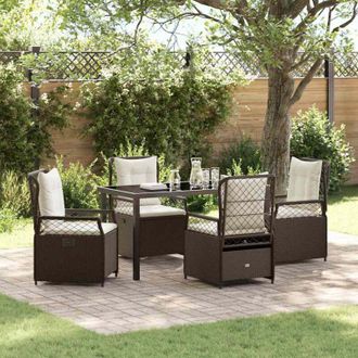 vidaXL Vidaxl - Conjunto De Comedor De Jard&iacute;n 5 Pcs Marr&oacute;n Rat&aacute;n Sint&eacute;tico