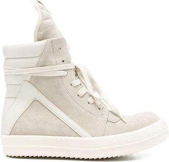 Rick Owens White Geobasket Leather Sneakers