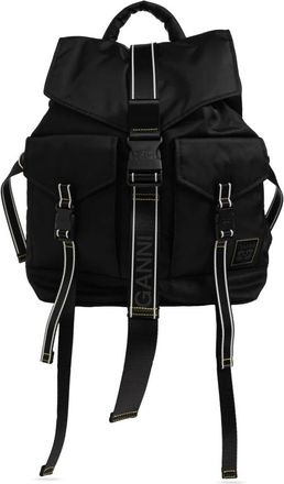 Ganni Rugzak Met Logo Patch - Dames - Rugzakken - Zwart - ONE Size - Tassen
