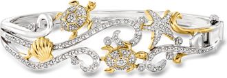 Ross-Simons Diamond Sea Life Bangle Bracelet in Sterling Silver With 18kt Gold Over Sterling