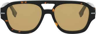 Fendi graphy 55mm Geometric Sunglasses in Havana/Other /Roviex at Nordstrom