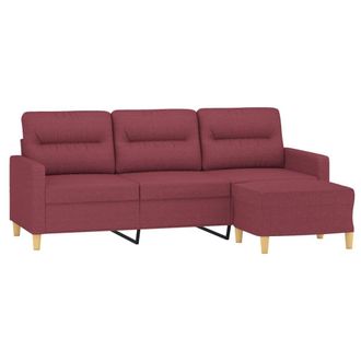 vidaXL Vidaxl - Divano A 3 Posti Con Poggiapiedi Rosso Vino 180 Cm In Tessuto