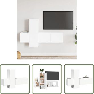 vidaXL vidaXL Mobile TV - Set di Mobili Porta TV 3 pz Bianco in Legno Multistrato