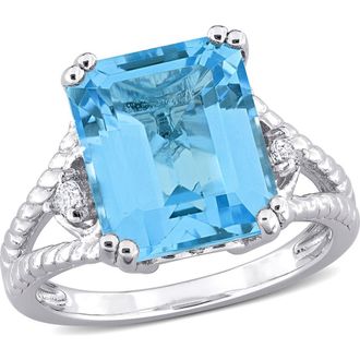 Delmar Sterling Silver White & Blue Topaz Octagon Cut Ring at Nordstrom Rack, Size 6