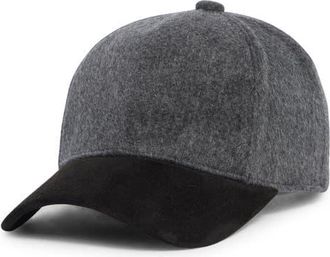 Nordstrom Colorblock Wool & Cashmere Baseball Cap in Black- Grey at Nordstrom
