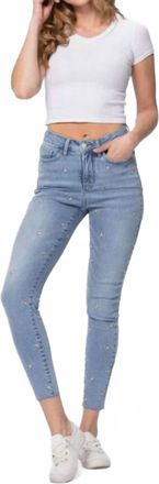 Judy Blue Star Embroidered Tummy Control Skinny Jeans In Light Wash