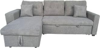 Concept Usine Sof&aacute; esquinero cama de 4 plazas con ba&uacute;l de terciopelo gris