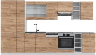 Vicco Mueble De Cocina Fame-line, Oro Potencia Roble/blanco, 355 Cm Sin Encimera