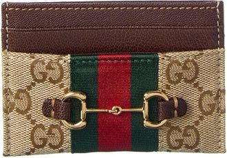 Gucci Horsebit Web Gg Canvas & Leather Card Case