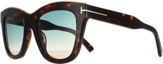 Tom Ford Square Womens Dark Havana Green Gradient Julie FT0685 - Brown - One Size