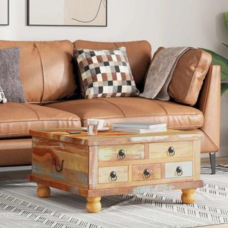 vidaXL Mesa De Centro De Madera Maciza Reciclada 70x70x38 Cm Vidaxl