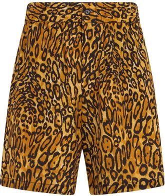Moschino Shorts met luipaardprint en hoge taille - Heren - Korte Broeken - Veelkleurig - M - Korte Broeken