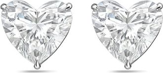 Diana M. Jewels 14Kt White Gold 10.00 cts Lab Grown Heart shaped Diamond Studs