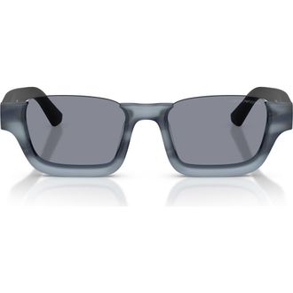 Emporio Armani 58mm Rectangle Sunglasses in Havana Blue /Grey at Nordstrom