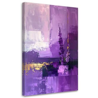 Feeby Cuadro En Lienzo Abstracci&oacute;n P&uacute;rpura Con Luz Brillante Y Detalles Dorados 80x120