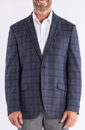 The Savile Row Company Plaid Knit Sport Coat in Blue at Nordstrom Rack, Size 38Regular
