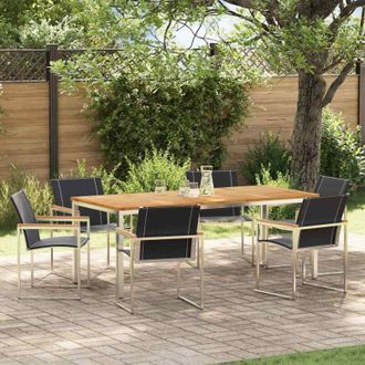 vidaXL Conjunto De Comedor De Jard&iacute;n 7 Pcs Madera S&oacute;lida De Acacia Vidaxl