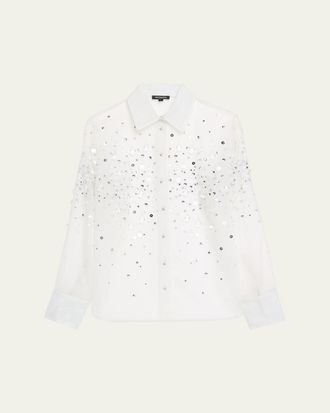 Retrof&ecirc;te Eugenia Embellished Sheer Blouse