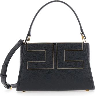 Elisabetta Franchi Tassen, Dames, Zwart, ONE Size, Leer, Logo Tote