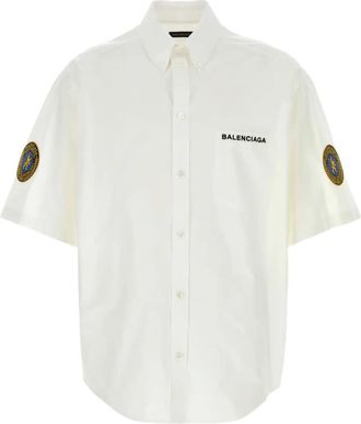 Balenciaga Camicia a maniche corte con ricamo - Bianco