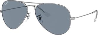 Ray-Ban RB3025 Aviator Large Metal Asian Fit Polarized 003/02 Mens Sunglasses Silver Size 58