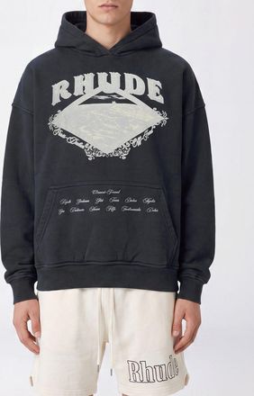 Rhude Felpa con cappuccio in cotone relaxed fit con stampa logo grafica
