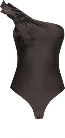 Zimmermann Brown Bow One-Shoulder Swimsuit