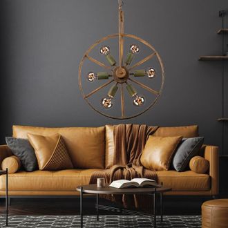 Globo Lighting Lampada a sospensione lampada a sospensione lampada da sala da pranzo lampada da soggiorno, industriale a 6 luci, metallo color ruggine verde