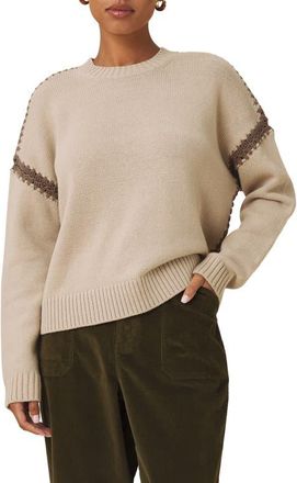 Splendid Hayden Whipstitch Detail Cotton Blend Sweater in Light Camel/cedar Brown at Nordstrom, Size X-Large