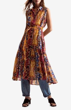 Desigual Abstract Print Sleeveless Dress in Burgundy Multi at Nordstrom, Size X-Small