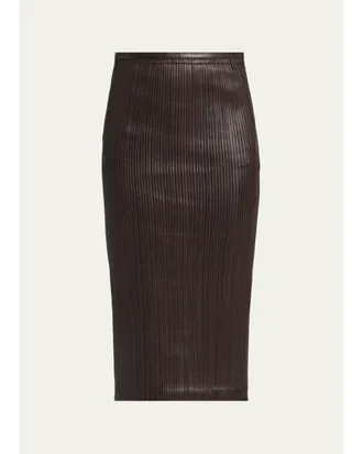 Tom Ford Fluted Leather Midi Skirt