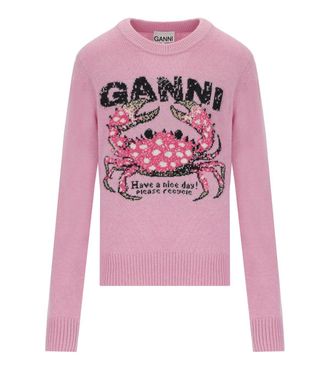 Ganni MAGLIONE GIROCOLLO CRAB ROSA GANNI