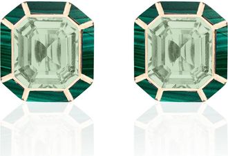 Goshwara M&eacute;lange Emerald-Cut Stud Earrings in Translucent Green at Nordstrom