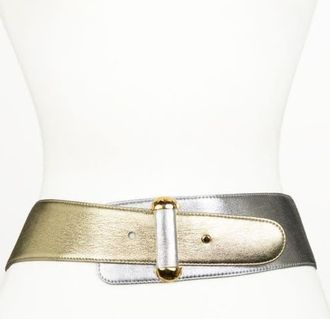 Raina Vixen Color Block Leather Belt in Silver/gold at Nordstrom, Size Medium