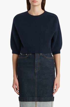 Khaite Lorelai Wool & Cashmere Blend Sweater in Midnight Navy at Nordstrom, Size Medium