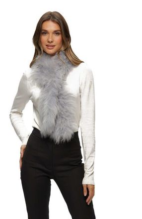 Gorski Genuine Shearling Knit Pull-Through Scarf in Light Gray at Nordstrom