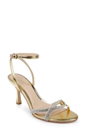 Badgley Mischka Fiji Ankle Strap Sandal in Gold Leather at Nordstrom, Size 6.5
