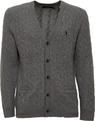 Polo Ralph Lauren Cable-Knit Wool Cashmere V-Neck Pocket Cardigan