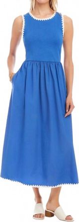 Karen Kane Sleeveless Edge Stitch Contrast Midi Dress - Petite In Blue
