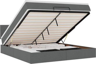 vidaXL Vidaxl - Estructura Cama Otomana Colch&oacute;n Tela Gris Oscuro 160x200 Cm