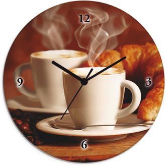 Artland Wanduhr »Dampfender Cappuccino und Croissant« wahlweise mit Quarz- oder Funkuhrwerk, lautlos ohne Tickgeräusche