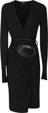 Tom Ford Midi-jurk met ceintuur en gedrapeerd effect - Dames - Casual kleedjes - Zwart - S - Kleedjes